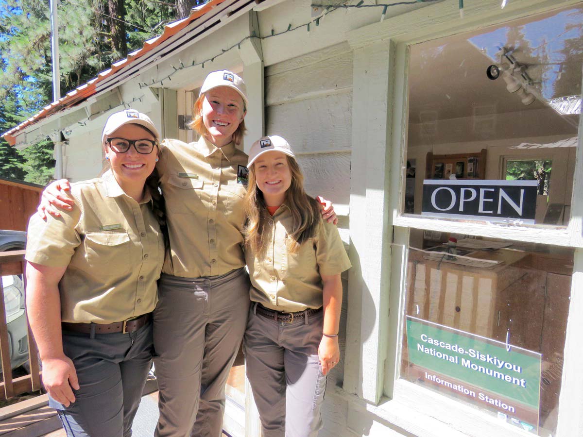Ranger interns at Cascade-Siskiyou National Park informational station by Greensprings Inn